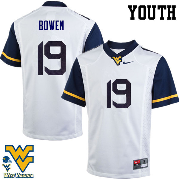 NCAA Youth Druw Bowen West Virginia Mountaineers White #19 Nike Stitched Football College Authentic Jersey ES23A03KA